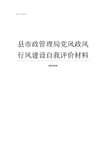 县市政管理局党风政风行风建设自我评价材料市政设施管理局