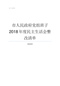 市人民政府党组班子2018年度民主生活会整改清单