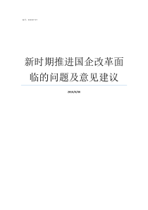 新时期推进国企改革面临的问题及意见建议新时期