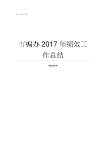 市编办2017年绩效工作总结