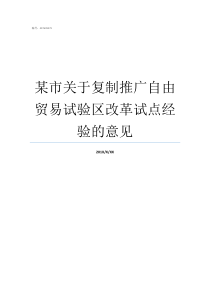 某市关于复制推广自由贸易试验区改革试点经验的意见六个自由贸易试验区