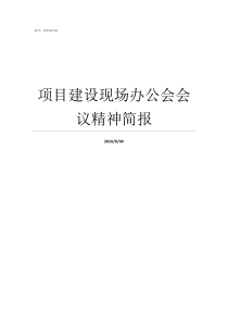 项目建设现场办公会会议精神简报重点建设项目