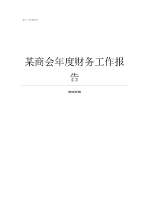 某商会年度财务工作报告关于商会年度工作的总结