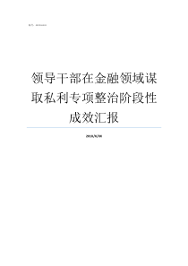 领导干部在金融领域谋取私利专项整治阶段性成效汇报领导干部熟悉工作领域