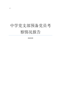 中学党支部预备党员考察情况报告