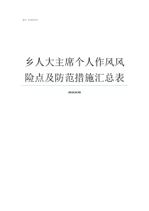 乡人大主席个人作风风险点及防范措施汇总表乡里的人大主席