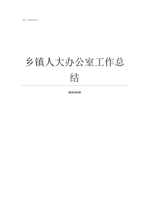 乡镇人大办公室工作总结如何做好乡镇人大工作