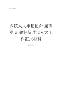 乡镇人大牢记使命nbsp履职尽责nbsp做好新时代人大工作汇报材料履使命