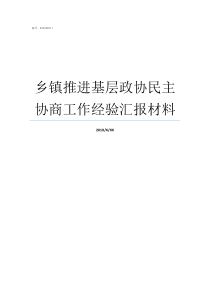 乡镇推进基层政协民主协商工作经验汇报材料政协基层