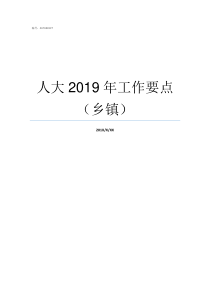 人大2019年工作要点乡镇