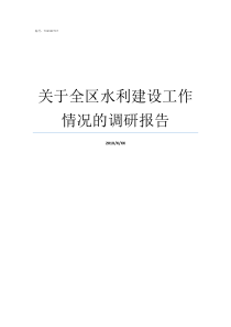 关于全区水利建设工作情况的调研报告水利厅