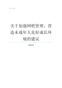 关于加强网吧管理营造未成年人良好成长环境的建议