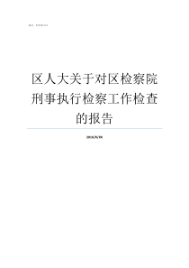 区人大关于对区检察院刑事执行检察工作检查的报告