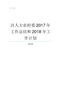 区人大农村委2017年工作总结和2018年工作计划人大会议2019