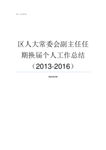 区人大常委会副主任任期换届个人工作总结20132016