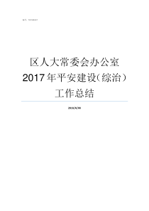 区人大常委会办公室2017年平安建设综治工作总结