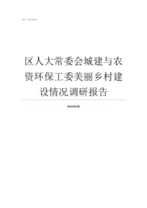 区人大常委会城建与农资环保工委美丽乡村建设情况调研报告