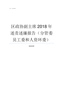 区政协副主席2018年述责述廉报告分管委员工委和人资环委区政协副主席相当于什么