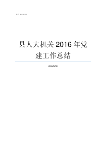 县人大机关2016年党建工作总结县人大机关全称