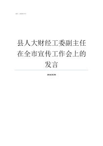 县人大财经工委副主任在全市宣传工作会上的发言人大工委主任是什么