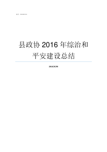 县政协2016年综治和平安建设总结宗旨是什么