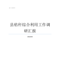 县秸秆综合利用工作调研汇报2湖南秸秆综合利用试点县