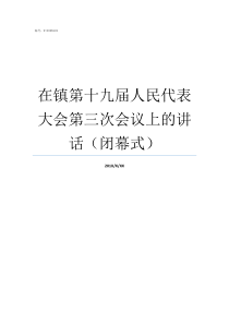 在镇第十九届人民代表大会第三次会议上的讲话闭幕式第十九届人民代表大会