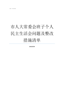 市人大常委会班子个人民主生活会问题及整改措施清单