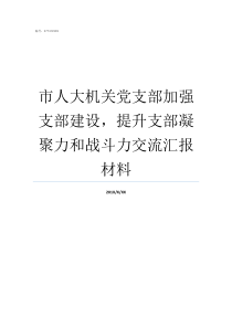 市人大机关党支部加强支部建设提升支部凝聚力和战斗力交流汇报材料加强人大工作