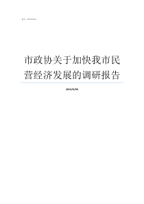 市政协关于加快我市民营经济发展的调研报告市政协是干什么的