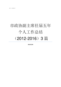 市政协副主席任届五年个人工作总结201220163篇