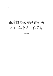 市政协办公室副调研员2016年个人工作总结