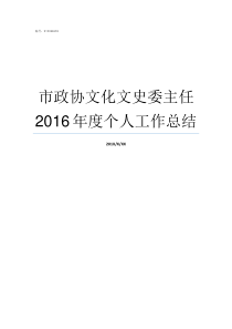 市政协文化文史委主任2016年度个人工作总结