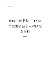 市政协秘书长2017年民主生活会个人对照检查材料