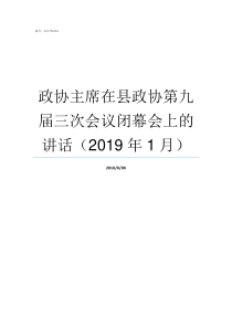 政协主席在县政协第九届三次会议闭幕会上的讲话2019年1月政协主席