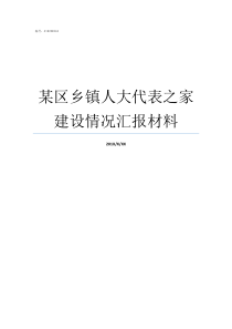 某区乡镇人大代表之家建设情况汇报材料乡镇人大代表