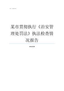 某市贯彻执行治安管理处罚法执法检查情况报告治安官