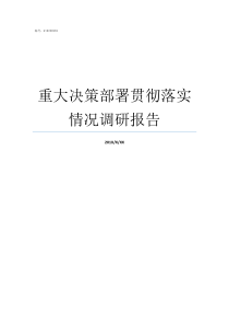 重大决策部署贯彻落实情况调研报告贯彻落实决策部署