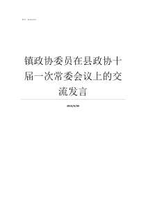 镇政协委员在县政协十届一次常委会议上的交流发言