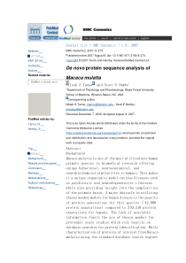 De novo protein sequence analysis of Macaca mulatt