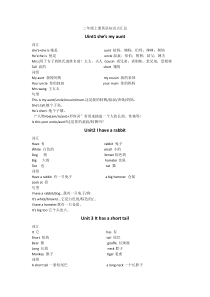 二年级上册英语知识点汇总