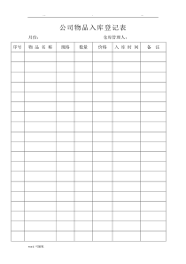 公司物品出入库登记表格模板