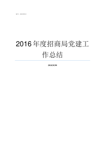 2016年度招商局党建工作总结