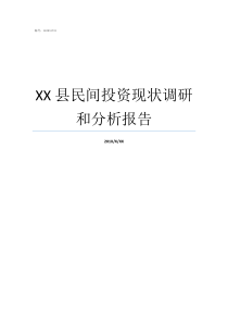 XX县民间投资现状调研和分析报告