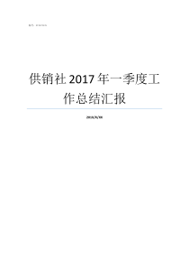 供销社2017年一季度工作总结汇报