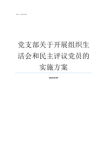 党支部关于开展组织生活会和民主评议党员的实施方案党支部一般每年开展