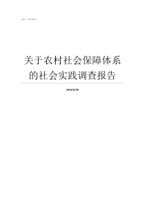 关于农村社会保障体系的社会实践调查报告农村社会保障体系建设