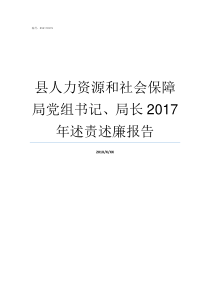 县人力资源和社会保障局党组书记局长2017年述责述廉报告