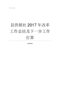 县供销社2017年改革工作总结及下一步工作打算2017中国撤县改区获批