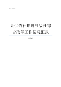 县供销社推进县级社综合改革工作情况汇报乡镇供销社